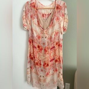 Graham & Spencer Sheer Floral Silk Dress Medim